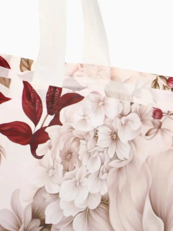 Сумка для покупок &laquo;Пионы&raquo;, многоразовая, бордовая