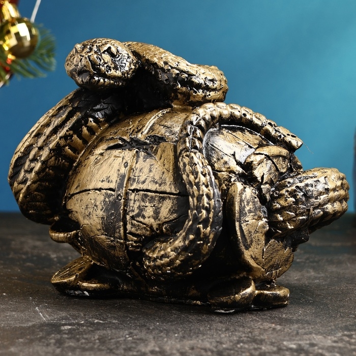 Копилка Копилка "Змея с бочкой" малая золото, 14х19х12см