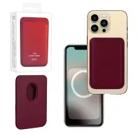 Чехол Leather Wallet Crimson iPh 12 - 15 Pro Max (Анимация NFC Clear) с лого