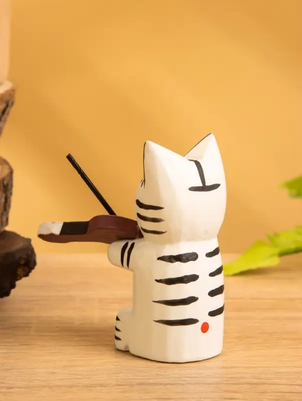 Сувенир «Кот скрипач», 3.5×8×8 см, дерево, белый