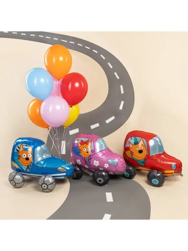 Воздушный шар фольгированный 3D 29 Воздушный шар фольгированный 3D 29" «Три Кота. Компот в машине»