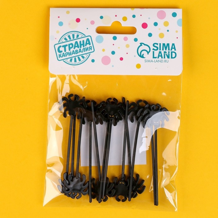 Шпажки «Паук», в наборе 12 штук, цвет чёрный Шпажки «Паук», в наборе 12 штук, цвет чёрный