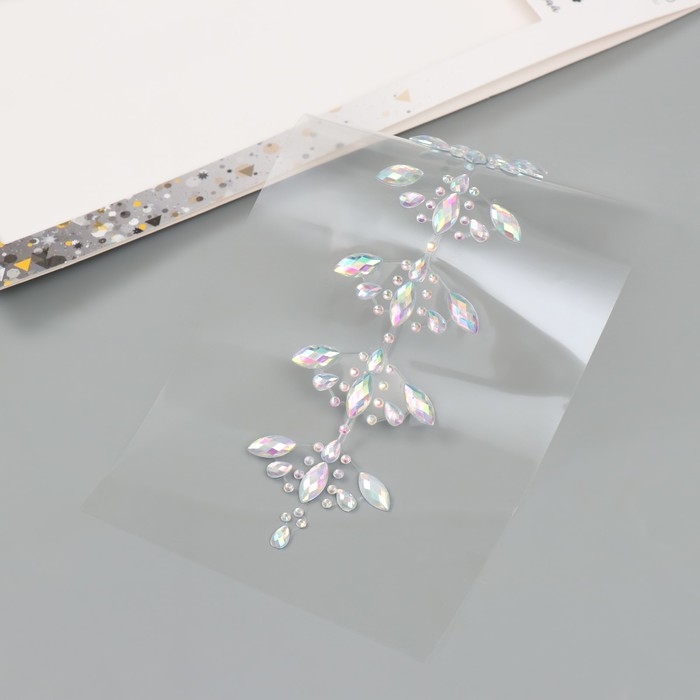 Наклейка пластик стразы на волосы Наклейка пластик стразы на волосы "Кристаллы" 26,5х13 см