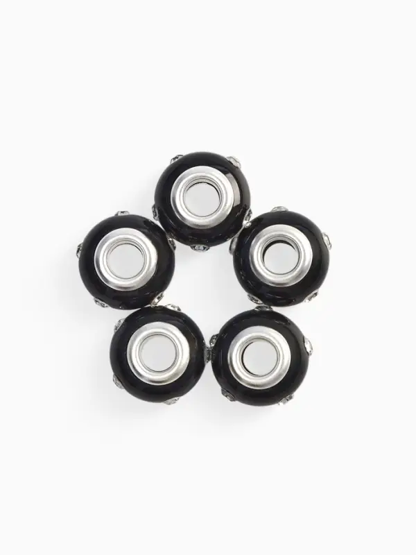 Шарм бусина «Диоды», для творчества, чёрные в серебре Шарм бусина «Диоды», для творчества, чёрные в серебре