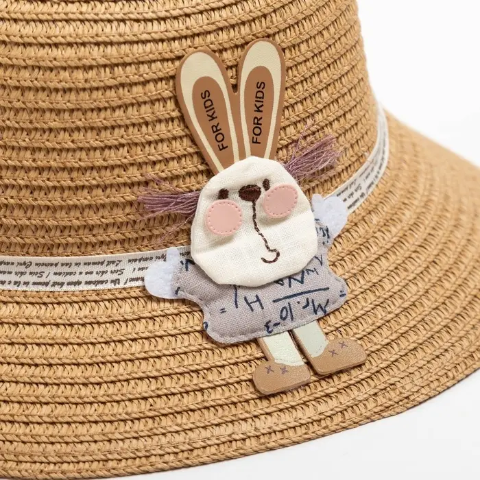 Шляпа для девочки MINAKU «Зайка», коричневая, размер 52