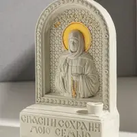 Икона с подставкой под свечу "Матрона Московская" роспись, 18х12х5,5 см