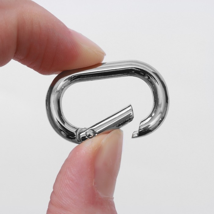 Овал-карабин, 31 × 20 мм / 22 × 12 мм, толщина - 4 мм, 5 шт, цвет серебряный Овал-карабин, 31 × 20 мм / 22 × 12 мм, толщина - 4 мм, 5 шт, цвет серебряный