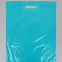 Пакет с вырубной усиленной ручкой ПВД 40х50 45 мкм Бирюзовый