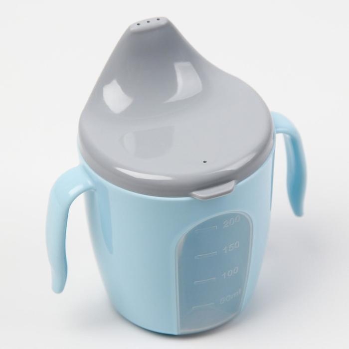 Поильник детский с твёрдым носиком «Protect Me», 200 мл., с ручками, цвет голубой Поильник детский с твёрдым носиком «Protect Me», 200 мл., с ручками, цвет голубой