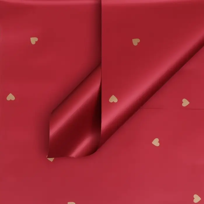 Плёнка в листах для цветов и декора, 58×58±5% см, «Сердечки», винная, 65 мкм