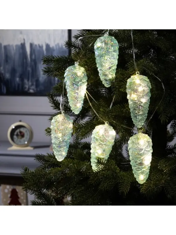 Гирлянда &laquo;Нить-грозди&raquo; 230 см, прозрачная нить, &laquo;Шишки&raquo;, 30 LED, 4.5 В, от батареек AAх3, свечение тёплое белое