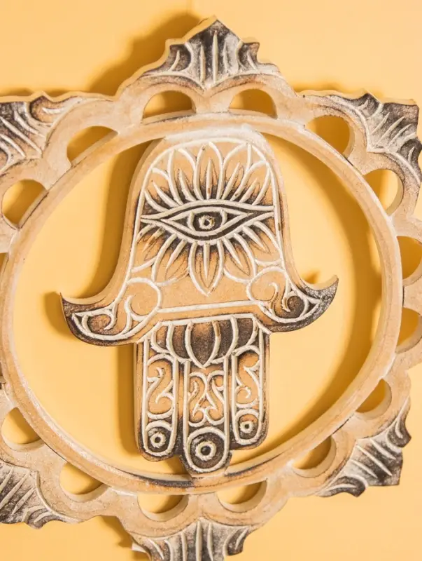 Панно "Хамса" МДФ, 30х30х1 см, цв. чёрно-бежевый