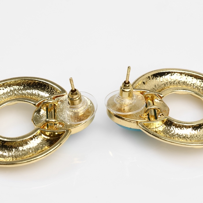 Серьги Серьги "Бирюзовый мир" сфера, цвет голубой в золоте