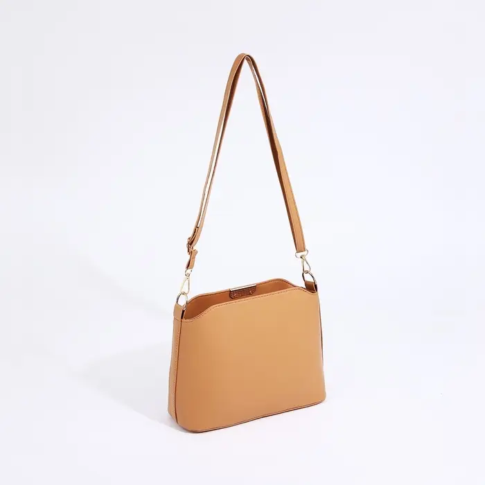 Сумка женская кросс-боди на молнии, 25&times;9.5&times;18.5 см, бежевая