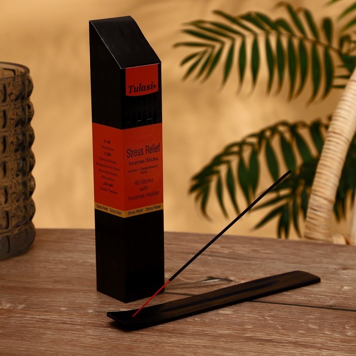 Благовония "Tulasi" 40 аромапалочек с подставкой Stress relief