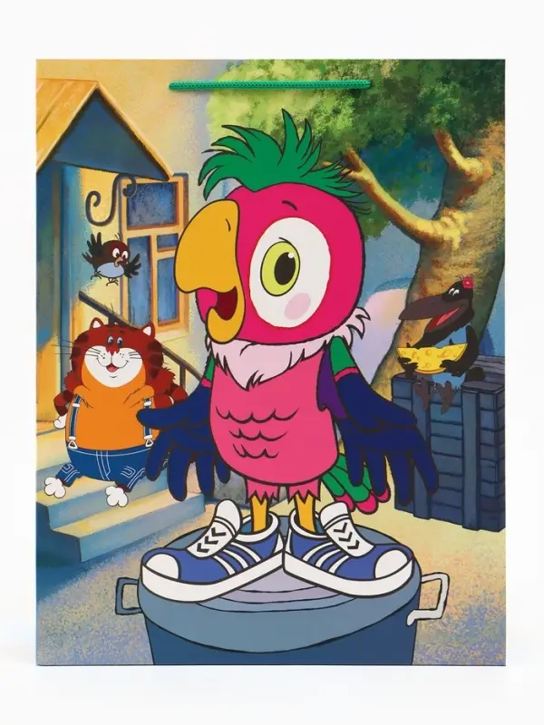 Пакет подарочный &laquo;С днём рождения&raquo;, 31&times;40&times;11.5 см, упаковка, Попугай Кеша