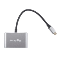 Кабель USB3.1 TypeCm - HDMI+USB3.0+PD+VGA Alum Grey 4K, Telecom <TUC055