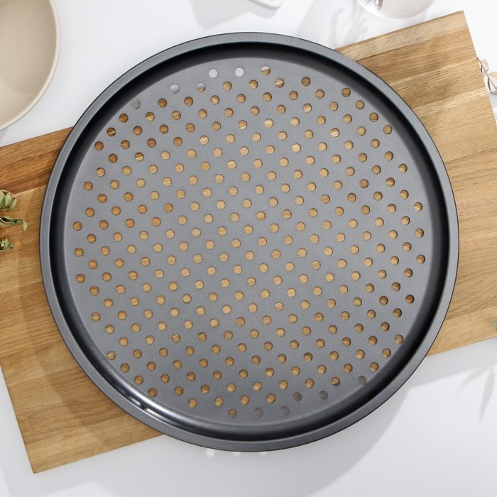 Форма для пиццы Доляна «Жаклин. Пицца», 38×2 см, антипригарное покрытие, цвет чёрный