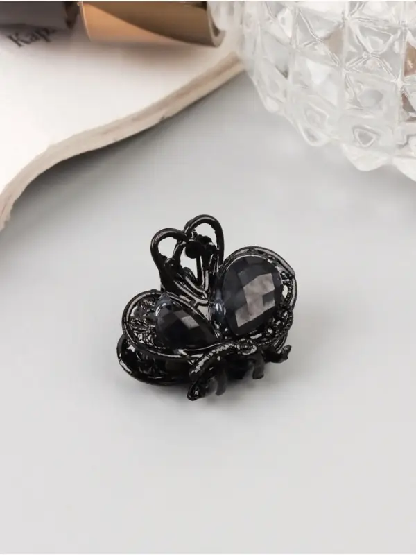 Крабик для волос «Чёрные кружева», крыло бабочки, 2 см, чёрный