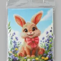 Алмазная мозаика &laquo;Зайка с бантиком&raquo; 21&times;25 см, с мольбертом