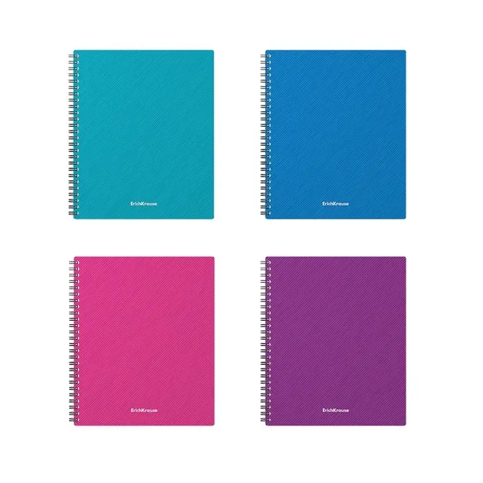 Тетрадь на спирали ErichKrause. Glance Vivid А5, 80 листов, в клетку, пластиковая обложка, блок офсет, 100% белизна, МИКС