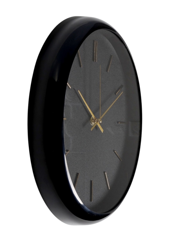 Часы настенные, интерьерные "Классика", d-30 см, со стеклом, черные