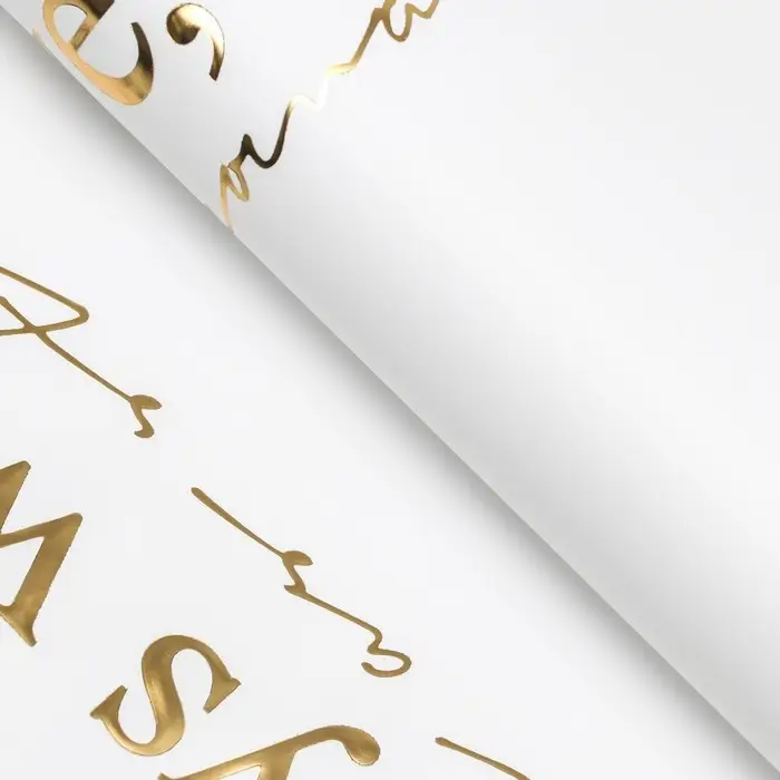 Пленка для цветов, 50×57 см, белая с золотым Пленка для цветов, 50×57 см, белая с золотым