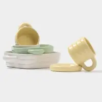 Салатники Доляна &laquo;Зефир&raquo;, 700 мл, d=15.5 см, набор 2 шт., керамика, белые, зелёные