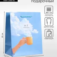 Пакет подарочный ламинированный &laquo;Всё в твоих руках&raquo;, голубой, 18&times;22.3&times;10 см