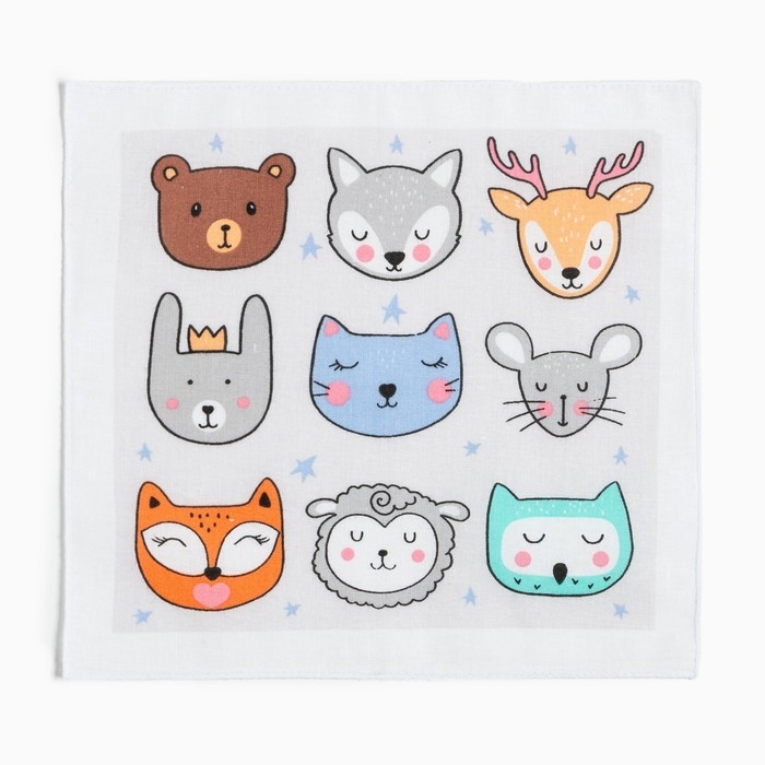 Набор носовых платков Крошка Я Набор носовых платков Крошка Я "Зверята" 21*21 см-12 шт, цв. МИКС, 100% хл