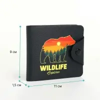Кошелёк детский Wildlife, маленький, на кнопке, чёрный