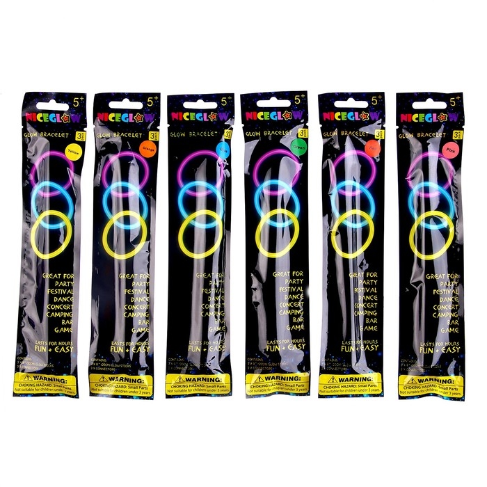 Неоновая палочка «Браслет», набор 3 шт., цвета МИКС Неоновая палочка «Браслет», набор 3 шт., цвета МИКС