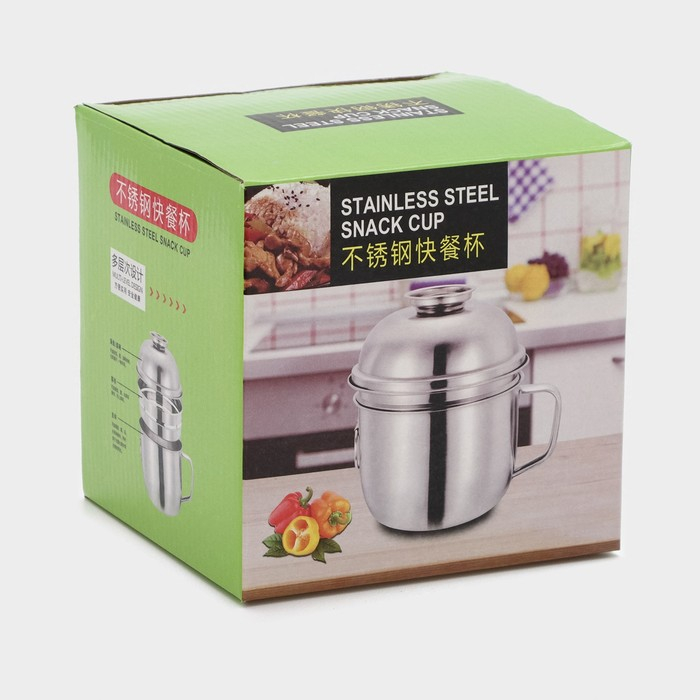 Набор посуды из нержавеющей стали &laquo;Турист&raquo;, 3 предмета: кружка 1,35 л, миска 650 мл, тарелка 300 мл, цвет хромированный