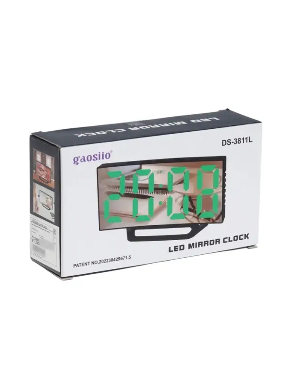 Часы-будильник электронные настольные, термометр, календарь, USB, 15*8 см, зеленые цифры