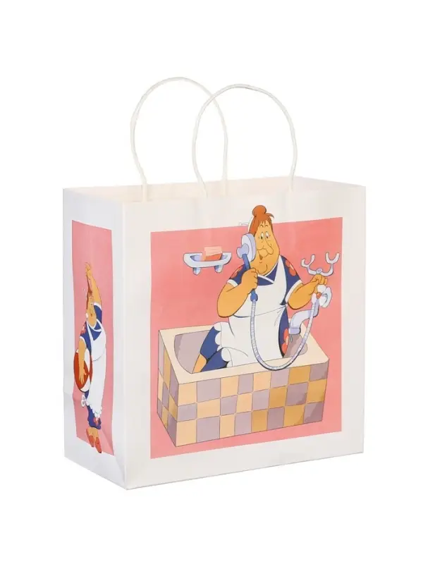 Пакет подарочный крафтовый &laquo;Ку-ку&raquo;, Малыш и Карлсон, 22&times;22&times;11 см