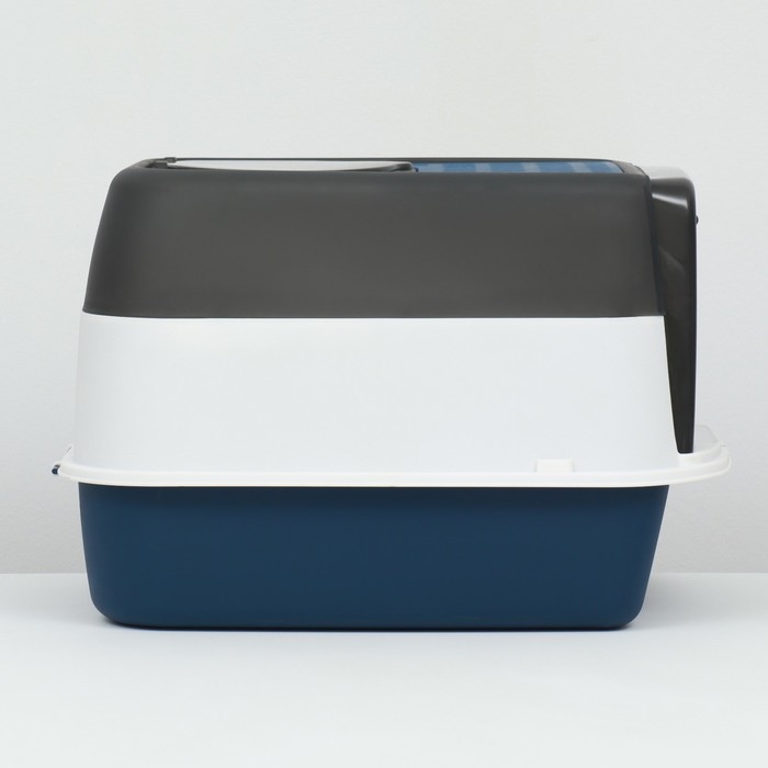 Туалет закрытый прозрачный 51 х 34 х 37 см, синий+совок