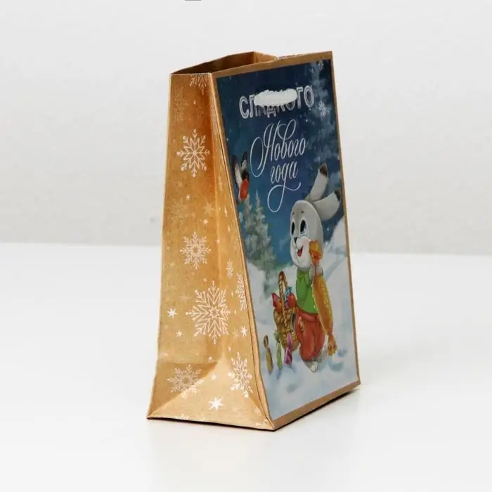 Пакет подарочный новогодний крафтовый «Сладкого Нового года», S 12 х 15 х 5.5 см Пакет подарочный новогодний крафтовый «Сладкого Нового года», S 12 х 15 х 5.5 см