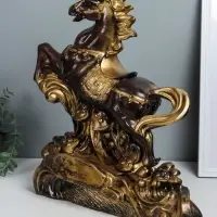 Фигура "Конь огненный" 40,5х36х15 см, бронза с золотом