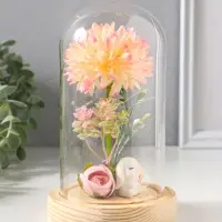 Фигурка световая колба RISALUX &laquo;Пион малый&raquo;, LED-ночник, от батареек 3хLR1130, розово-бежевый, 10&times;10&times;20 см