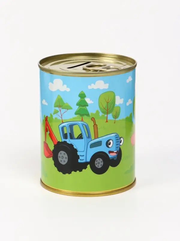 Копилка металлическая, 9.5 см×7.5 см×7.5 см, Синий трактор Копилка металлическая, 9.5 см×7.5 см×7.5 см, Синий трактор