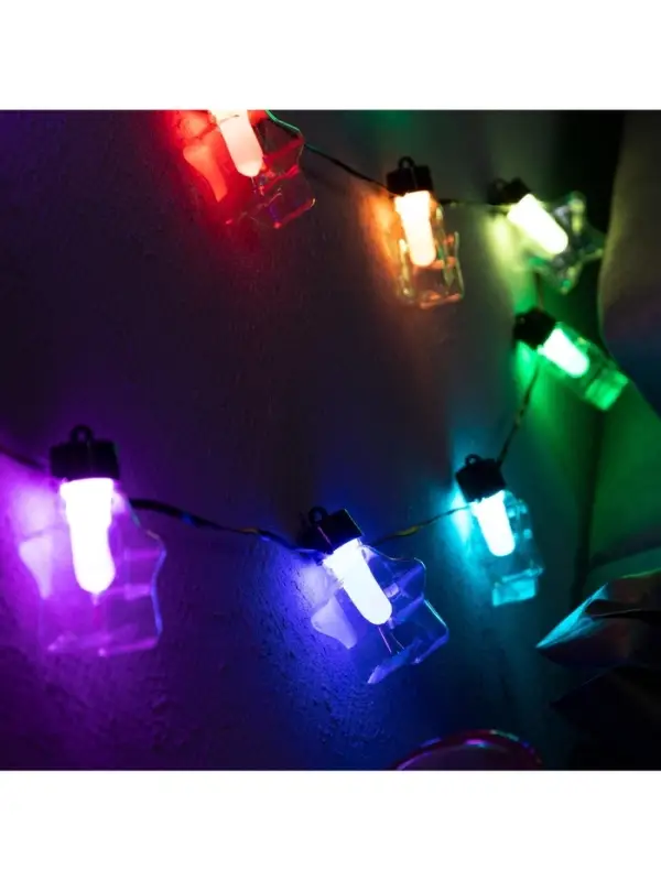 Умная гирлянда &laquo;Нить&raquo; 6 м с насадками &laquo;Звёздочки&raquo;, IP20, тёмная нить, 20 LED, свечение RGB, USB