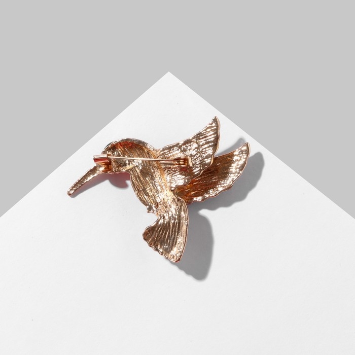 Брошь «Птица» колибри, цветная в золоте Брошь «Птица» колибри, цветная в золоте