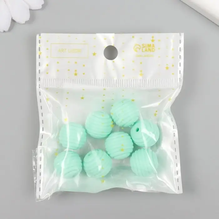 Бусина силикон "Круглая с фаской" мятно-зеленая d=1,5 см