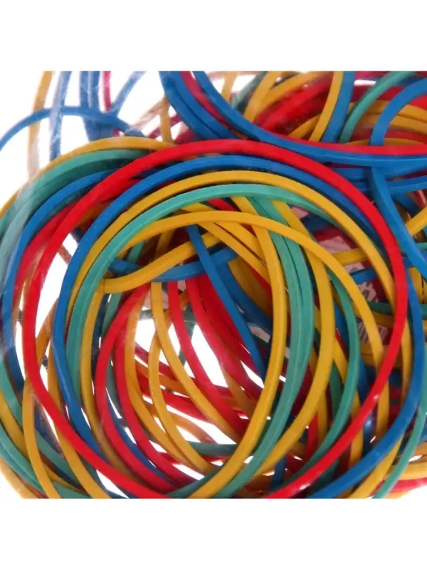 Банковская резинка, 50 г, диаметр 60 мм, длина 95 мм, сечение 1.7&times;1.7 мм, МИКС, в пакете