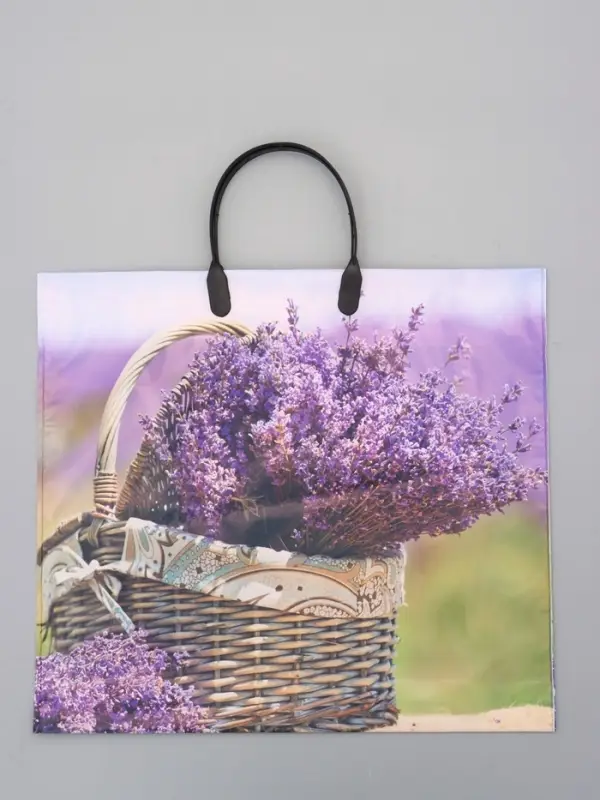 Пакет "Цветы ассорти", полиэтиленовый с пластиковой ручкой, 38 х 34 + 3 см, 90 мкм