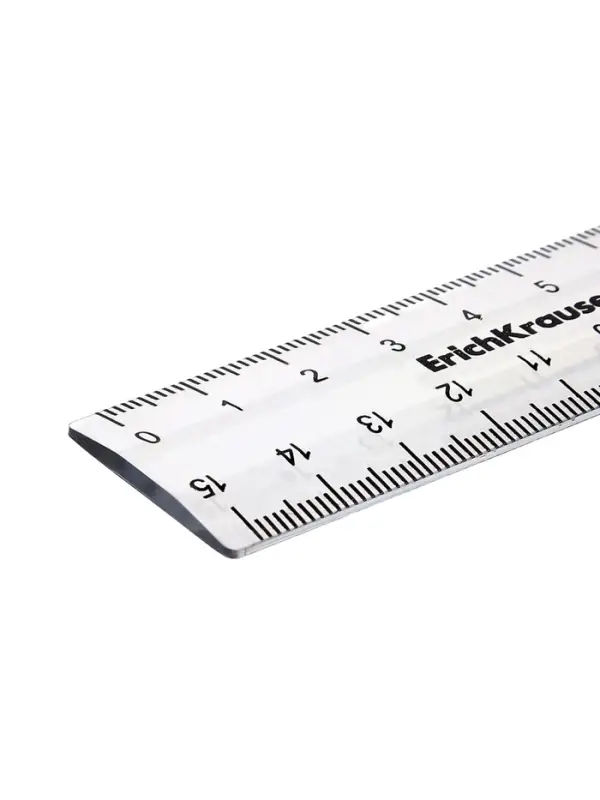 Линейка 15 см ErichKrause Clear, прозрачная