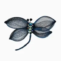 Брошь &laquo;Стрекоза&raquo; плетёная, цвет сине-чёрный