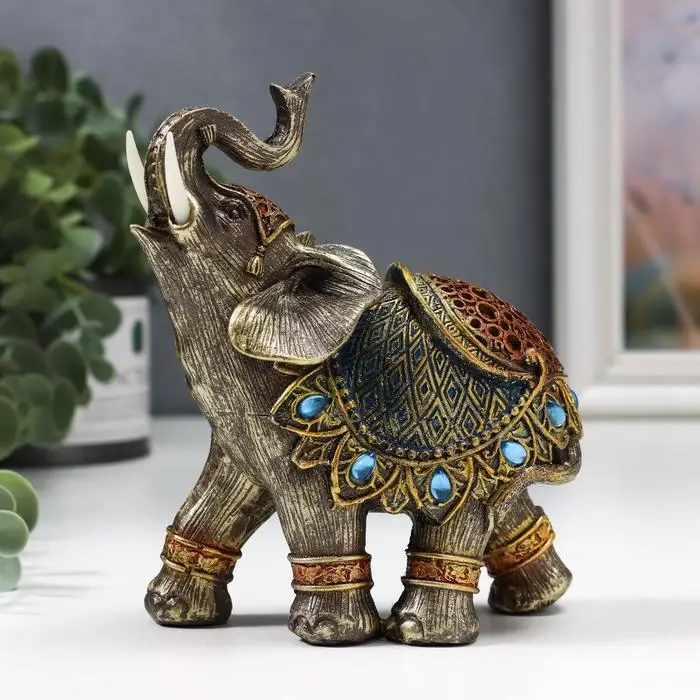Фигурка полистоун &laquo;Слон в синей попоне с сапфирами&raquo;, 14&times;13&times;6 см, МИКС