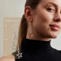 Серьги висячие &laquo;Звёзды&raquo;, на цепочках, цвет серебро