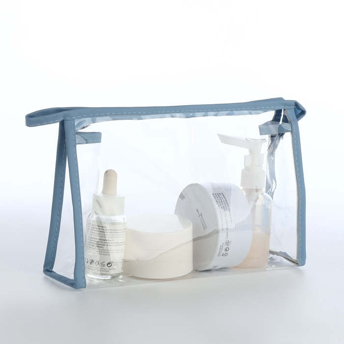 Набор косметичек 2 в 1 на молнии, цвет голубой Набор косметичек 2 в 1 на молнии, цвет голубой